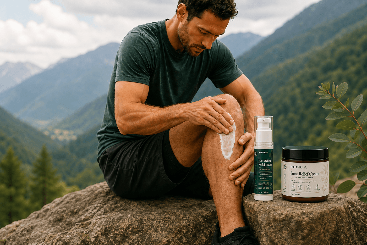 Man using PHORIA topical relief cream