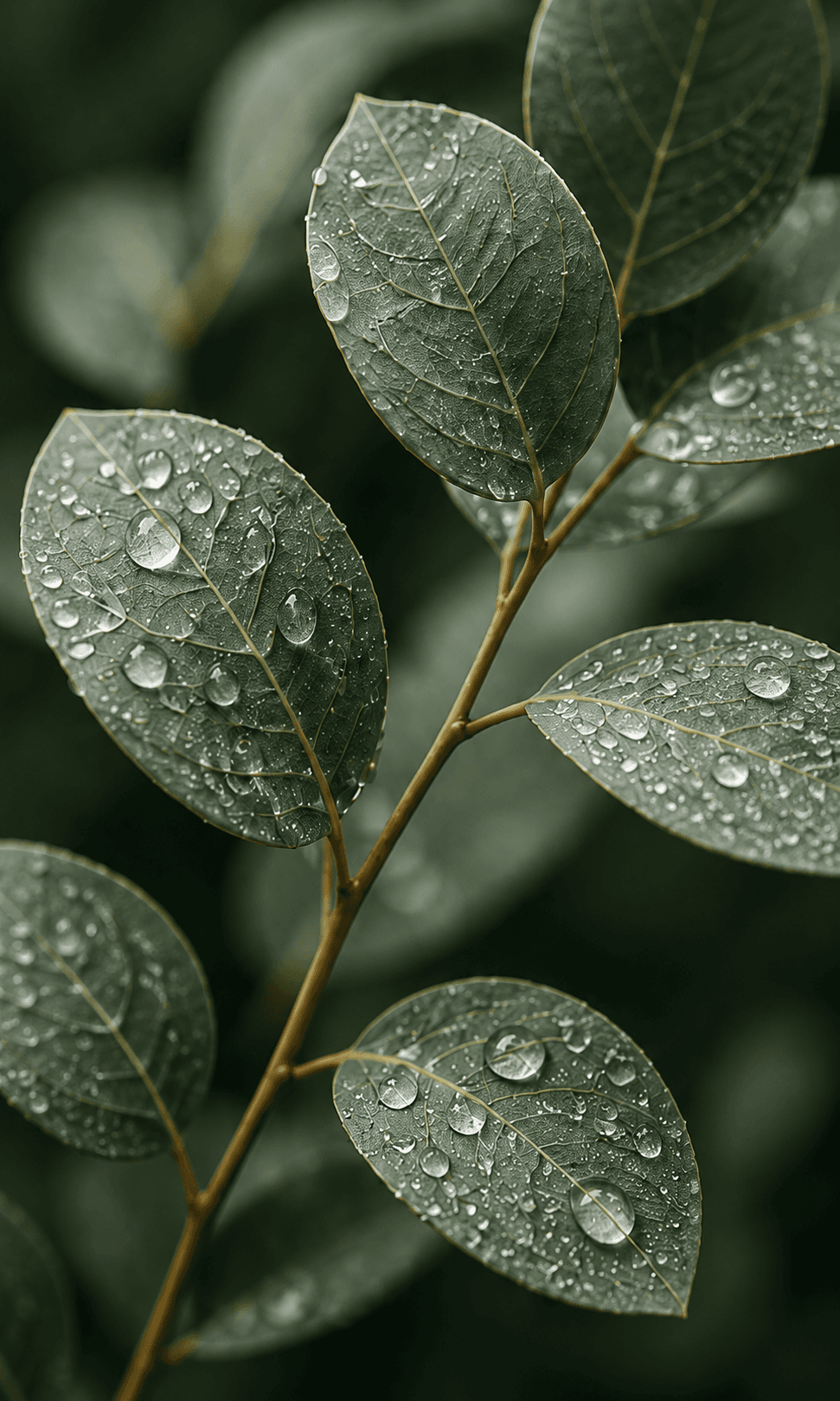 Eucalyptus leaves with dew