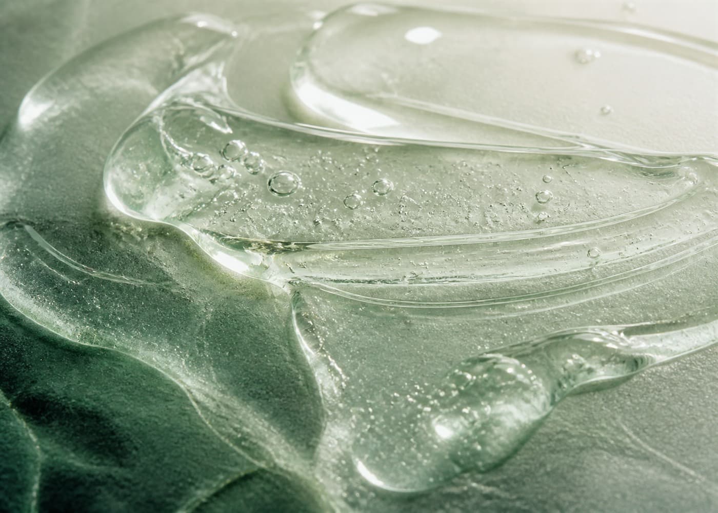 Cooling gel texture used to represent Phoria topical formulation philosophy