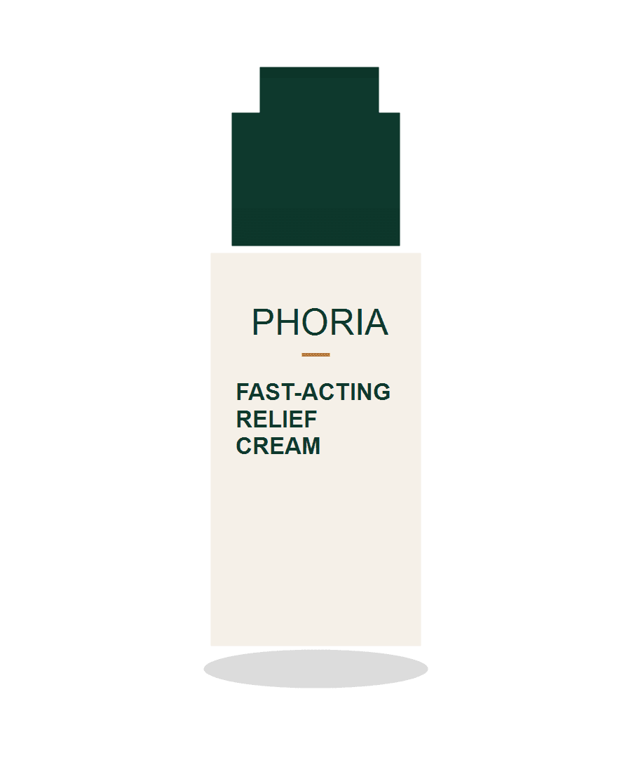 Phoria fast acting relief cream product jar